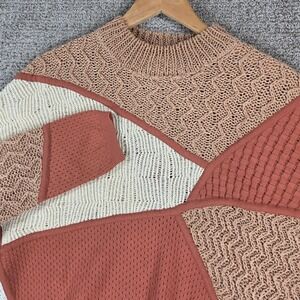 Nanushka June Patchwork‎ Knit Mock Neck Sweater 3D Size Large